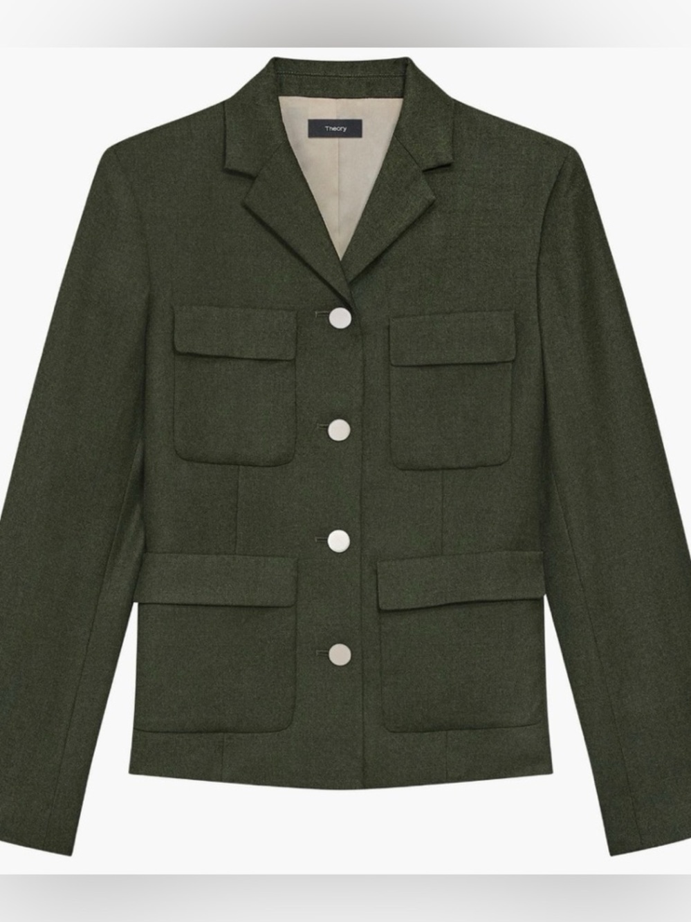 Theory Military Jacket, Size 4, Hunter Green Melange, $575 Retail - Picture 13 of 14